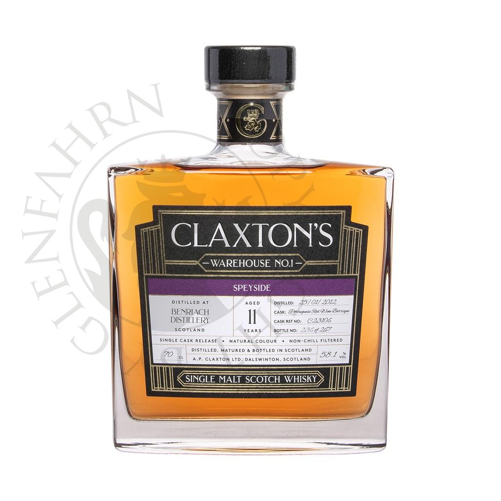 BenRiach 2012 11y Cask#C23106 Warehouse No.1 Claxton's Single Malt Scotch Whisky 70cl