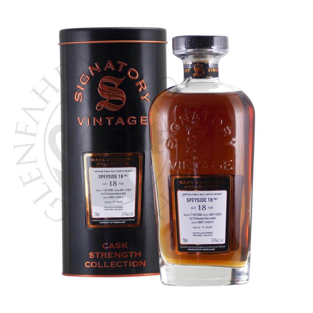 Speyside (M) 2005 18y Cask#DRU17 A106#7 Cask Strength Collection Signatory Single Malt Scotch Whisky 70cl