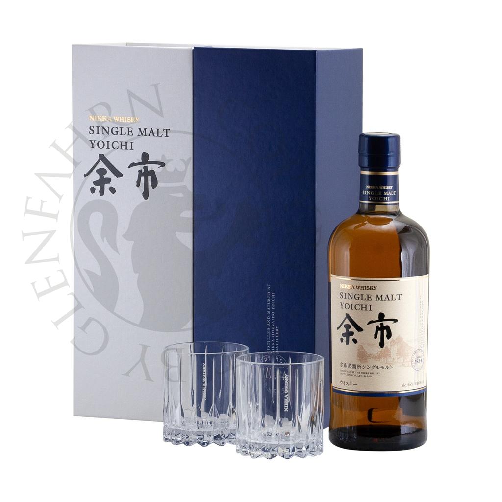Nikka Yoichi Geschenkpackung mit 2 Gläsern Single Malt Japanese Whisky 70cl